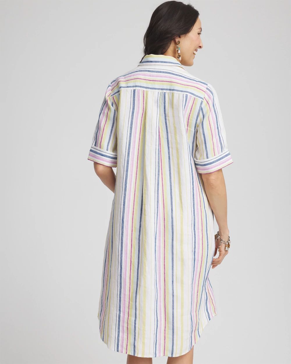 CHICLINE [チックライン] CAIRA STRIPE SHIRT DRESS Metallic Pleated Maxi Dress | Chico's